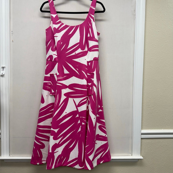 Women's Donna Morgan Pink & White Midi Dress Size 10 - Picture 1 of 16